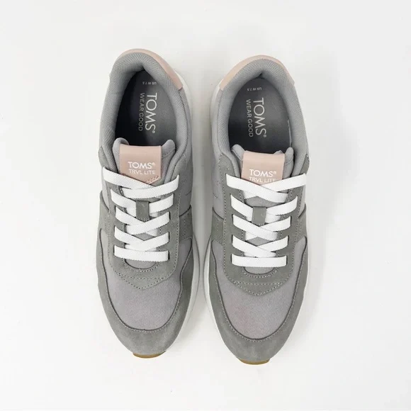 TOMS Women's TRVL Lite Retro Sneaker Suede Slip-On Elastic Lace Drizzle Grey 7.5 - Picture 6 of 12